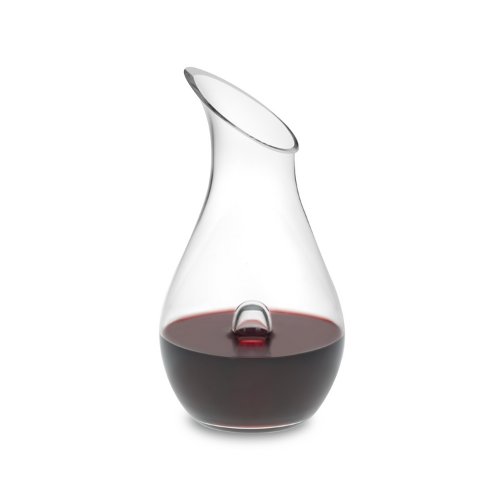 glass decanter against white background