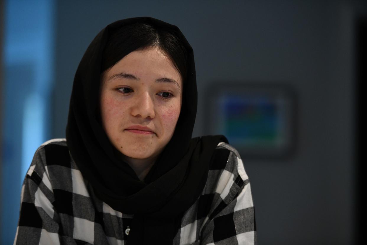 Kubra Mohammadi, center, a junior at Shrewsbury High School, shares her story as a refugee from Afghanistan to placing fourth at a national spelling bee, and all of the things that happened in between.