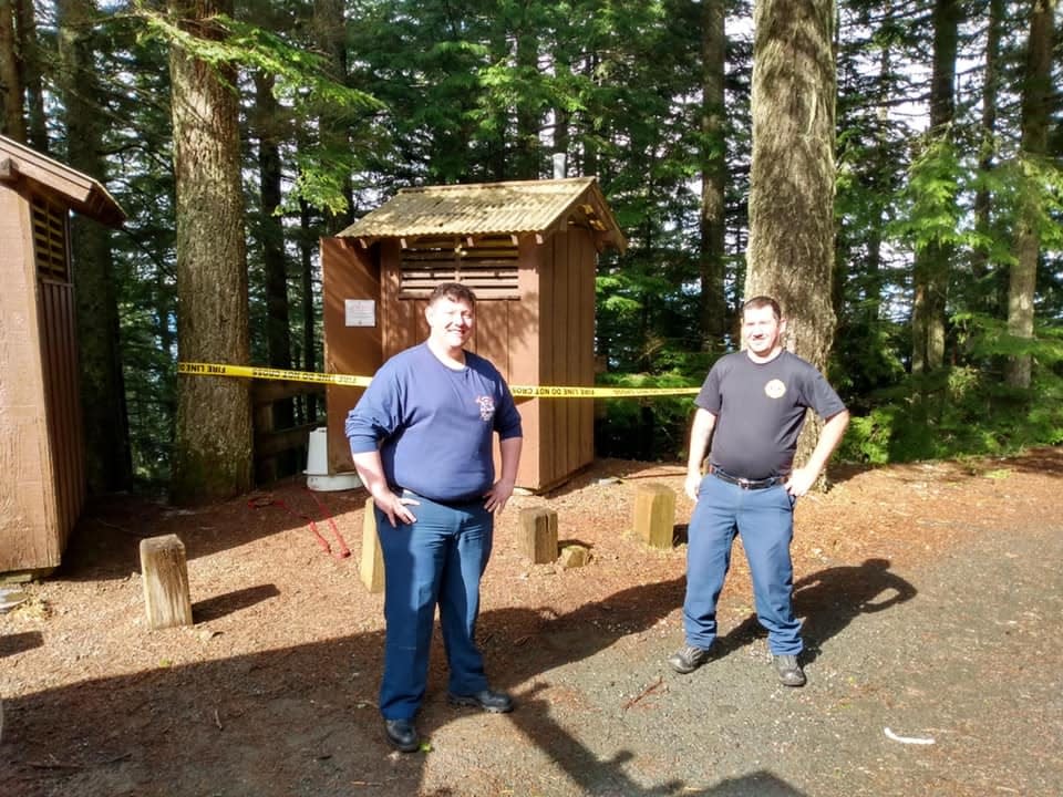 Firefighters at the scene of the rescue at the top of Mt. Walker.