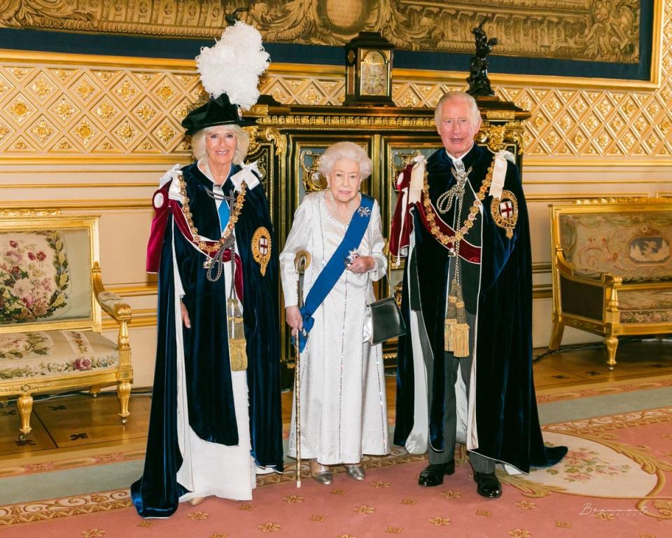 The Prince of Wales and the Duchess of Cornwall with the Queen (Steve Solomons/PA) (PA Media)