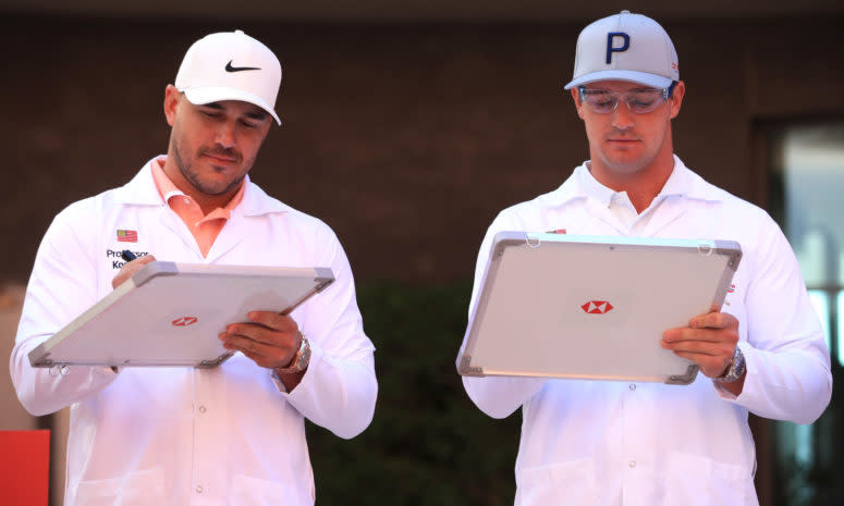 Brooks Koepka and Bryson DeChambeau at the Abu Dhabi Championship in early 2020.