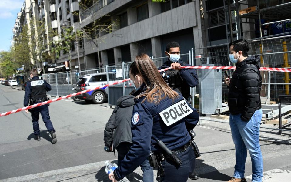 French police cordon off the area near the Henry Dunant private hospital  - ANNE-CHRISTINE POUJOULAT/AFP via Getty Images