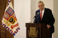 Czech President Milos Zeman announces his decision to run for another term as president during a news conference at Prague Castle in Prague, Czech Republic March 10, 2017. REUTERS/David W Cerny