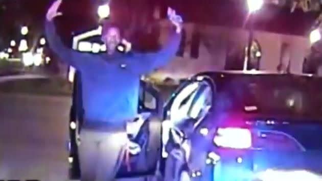 Lawrence Crosby emerged from his car with his hands raised in the air. Source: Evanston Police Station