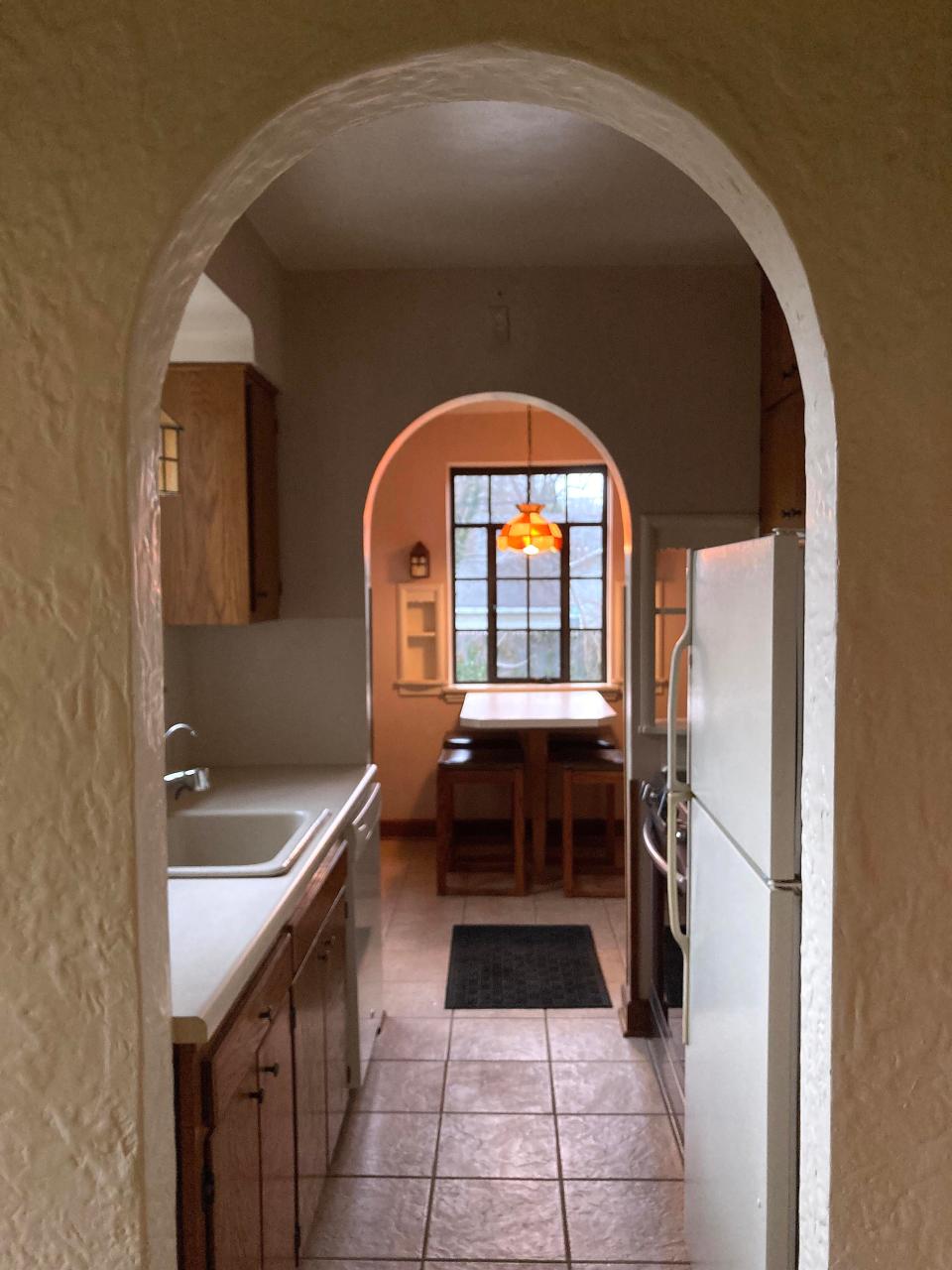 The kitchen and breakfast nook are shown inside 233 Shenley Drive.