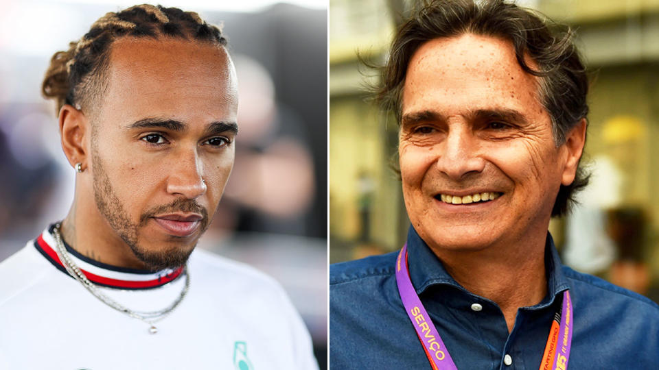 Lewis Hamilton has hit back after finding himself at the centre of a racial slur from F1 legend Nelson Piquet (R). Pic: Getty