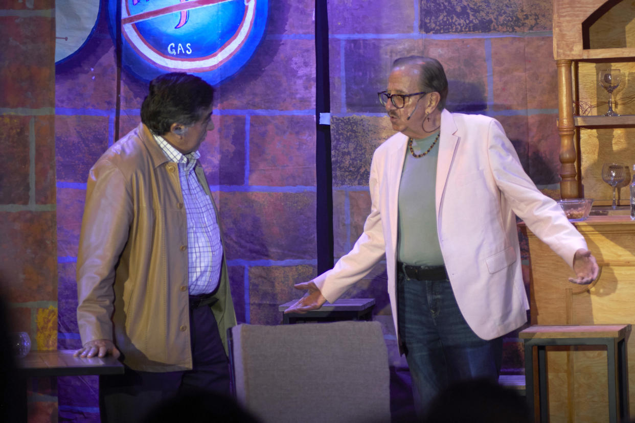 MEXICO CITY, MEXICO - JUNE 23: Carlos Bonavide and Benito Castro perform during the first night of the play 'øPor Que Sera que Las Queremos Tanto?' at Teatro Versalles on June 23, 2023 in Mexico City, Mexico. (Photo by Jaime Nogales/Medios y Media/Getty Images)