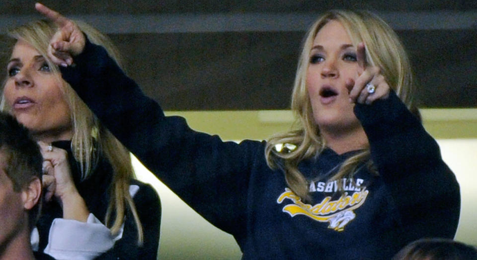 Country music singer Carrie Underwood is the world’s most famous Nashville Predators fan. (Frederick Breedon/Getty Images)