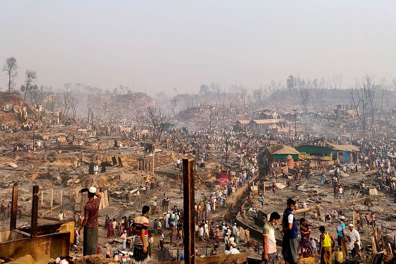 Fire destroys homes in Rohingya refugee camp in Cox's Bazar