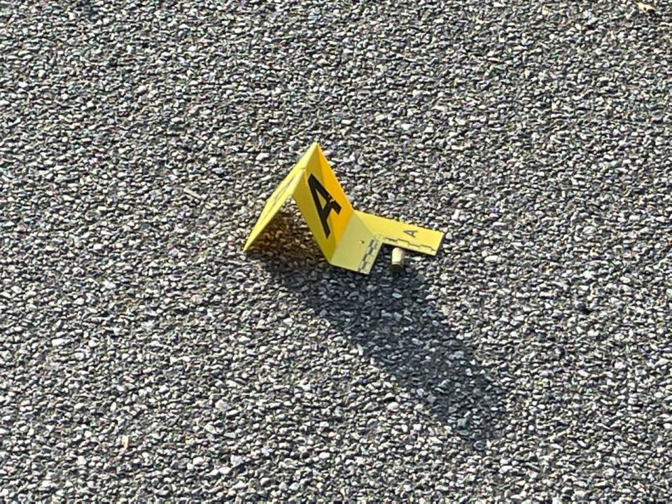 File picture of a shell casing at a crime scene.