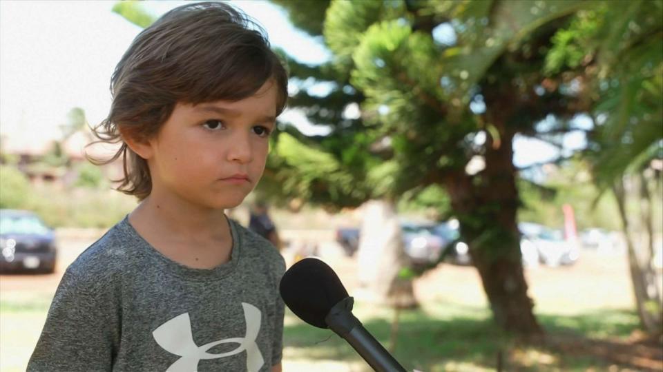 PHOTO: Myles Verrasto, 6, lost his home and school in the Maui wildfires. (ABC News)