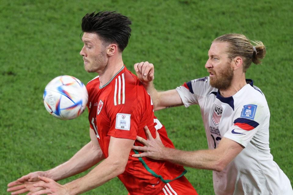 Focal point: Kieffer Moore’s introduction changed the game for Wales against the USA (AFP via Getty Images)