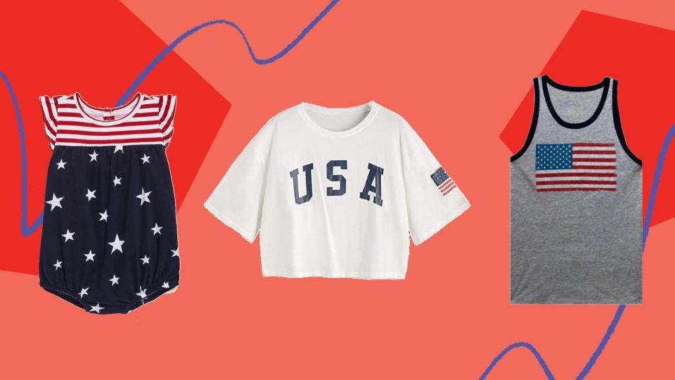 We found 4th of July tees for the family from Walmart, Target, Old Navy and Amazon. (Photo: HuffPost)