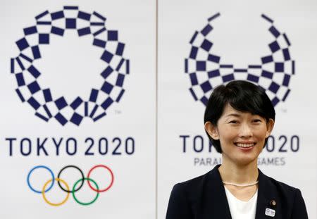 Japan's Minister in charge of overseeing preparations for Tokyo's 2020 Summer Olympic Games Tamayo Marukawa waits for arrival of Britain's Foreign Secretary Boris Johnson (not in picture) before their meeting in Tokyo, Japan July 21, 2017. REUTERS/Issei Kato