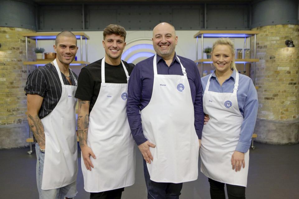 max george, luca bish, wynne evans, amy walsh in celebrity masterchef final