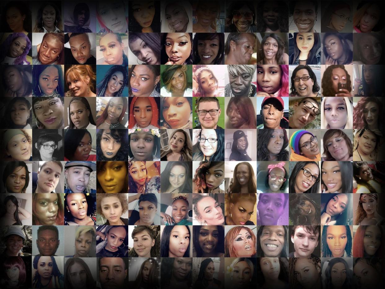Grid of transgender homicide victim faces