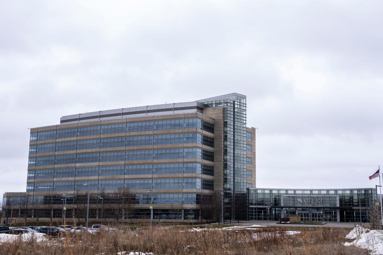 Athene, 7700 Mills Civic Parkway, is seen on Tuesday, Jan. 30, 2024, in West Des Moines.