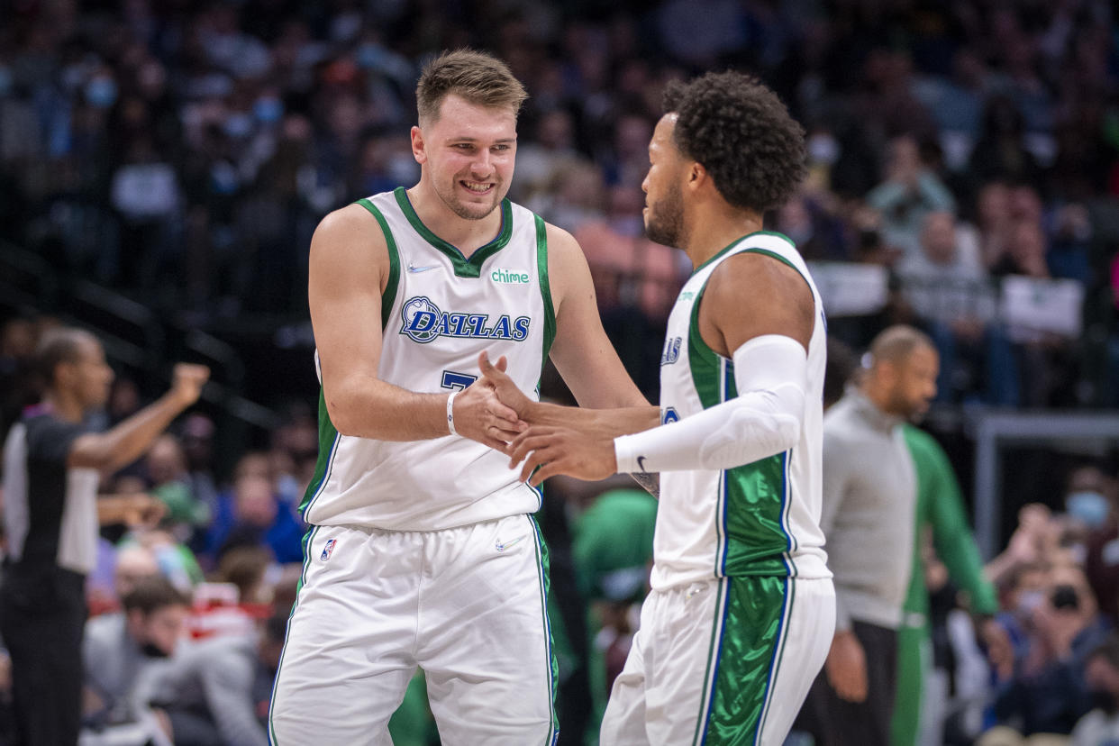 Dallas Mavericks guard Luka Doncic and guard Jalen Brunson