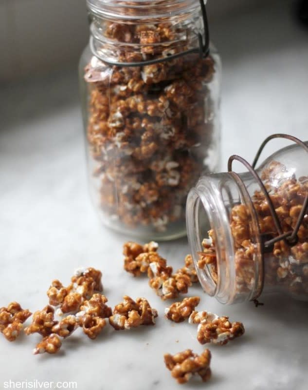 <p>Sheri Silver</p><p>Sweet and spicy, just perfect! </p><p><strong>Get the recipe: <a href="http://sherisilver.com/2014/08/07/sriracha-caramel-corn-a-giveaway/" rel="nofollow noopener" target="_blank" data-ylk="slk:Sriracha Caramel Corn;elm:context_link;itc:0;sec:content-canvas" class="link ">Sriracha Caramel Corn</a></strong></p>