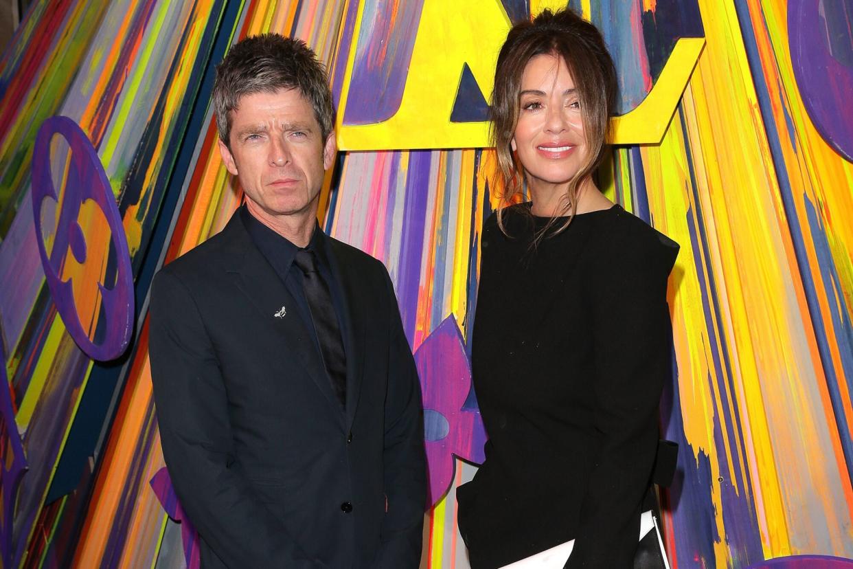 LONDON, ENGLAND - OCTOBER 23: (L-R) Noel Gallagher and Sara MacDonald seen attending Louis Vuitton Maison - store launch party on October 23, 2019 in London, England. (Photo by Ricky Vigil M/GC Images)