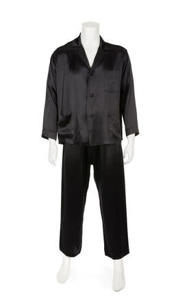 Playboy founder Hugh Hefner's trademark black silk pajamas from Hugh Hefner collection going up for sale as part of an auction of his belongings is seen in this image released by Julien's Auctions in Culver City, California, U.S., October 11, 2018. Courtesy Julien's Auctions/Handout via REUTERS
