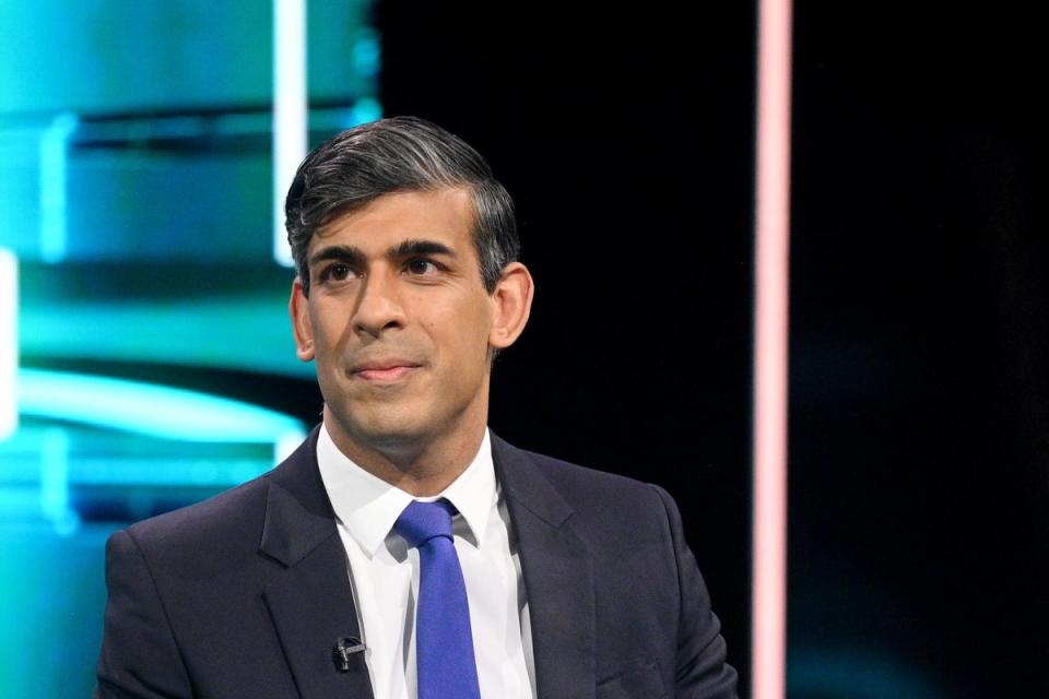 Rishi Sunak during the ITV debate with Labour leader Keir Starmer (Jonathan Hordle/ITV) (PA Media)