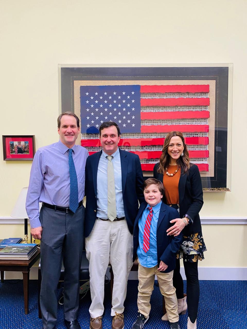 The Currans, pictured here with Congressman Jim Himes of Connecticut, lobby on behalf of the Muscular Dystrophy Association