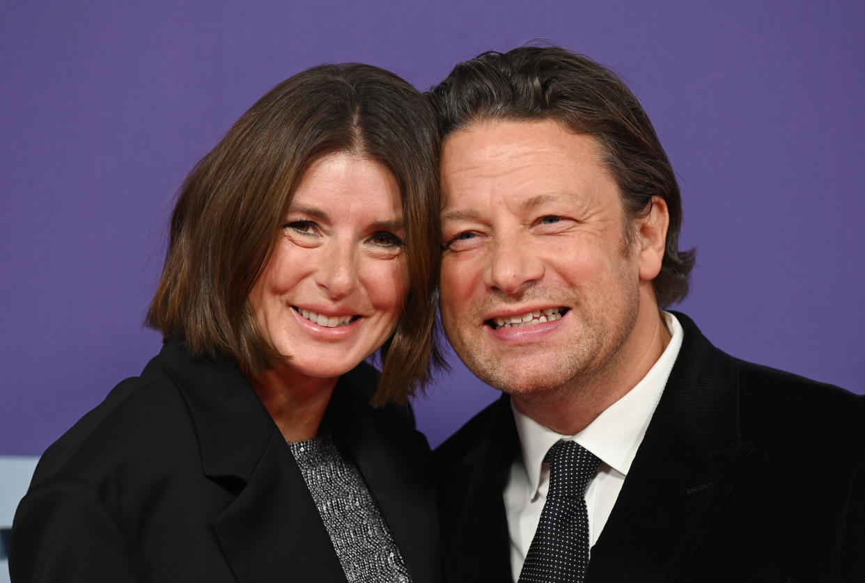 Jools Oliver has revealed she is changing careers, pictured with husband Jamie Oliver. (Getty Images)