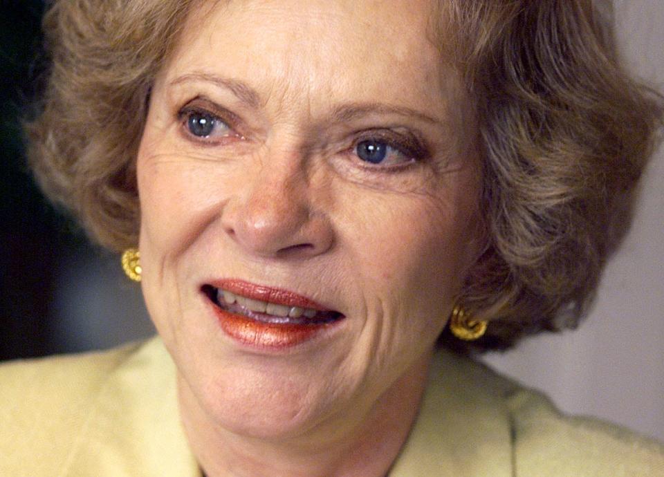 Rosalynn Carter talks during an interview on her new book about mental disorders and caregivers on July 17, 1998 in Washington.