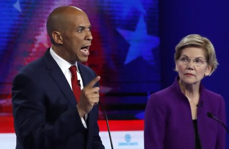 U.S. Senator Cory Booker speaks at the first U.S. 2020 presidential election Democratic candidates debate in Miami, Florida, U.S.,