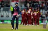 Cricket - England vs West Indies - First One Day International - Emirates Old Trafford, Manchester, Britain - September 19, 2017 England's Alex Hales looks dejected after losing his wicket Action Images via Reuters/Jason Cairnduff