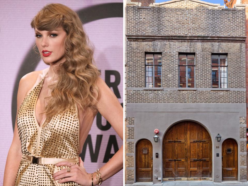 taylor swift and the exterior of 23 cornelia street