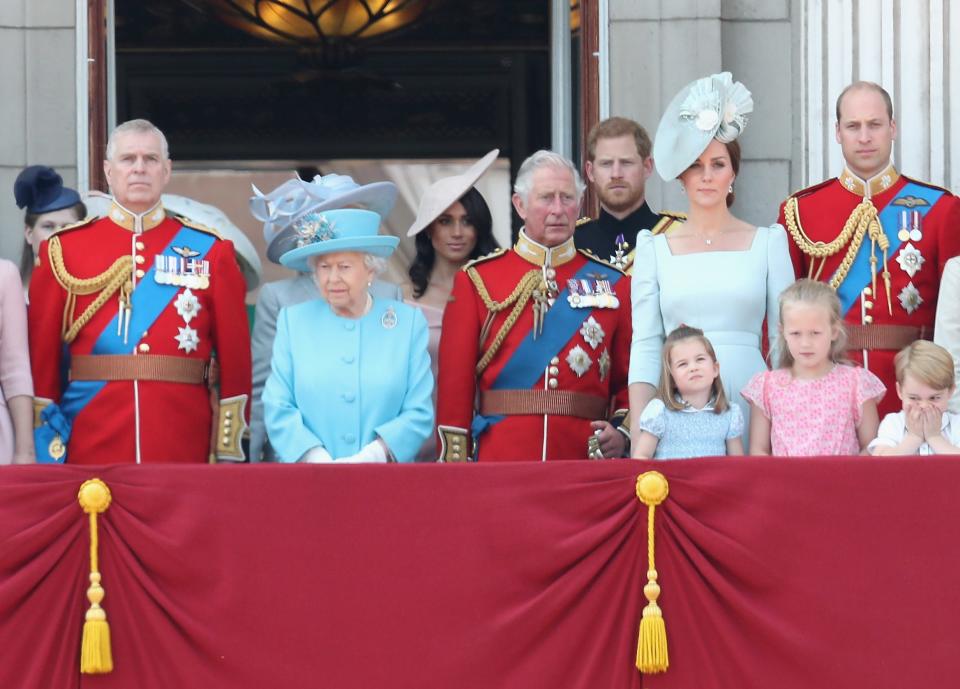 At age 3, Princess Charlotte is getting to be an old hand at royal ritual. She joined the entire royal family on the Buckingham Palace balcony for the annual Trooping the Colour parade on June 9, 2018, standing in this picture with her parents, grandfather Prince Charles, great-grandmother Queen Elizabeth II, uncle Prince Harry and his bride, Duchess Meghan, and her young cousin, Savannah Phillips.