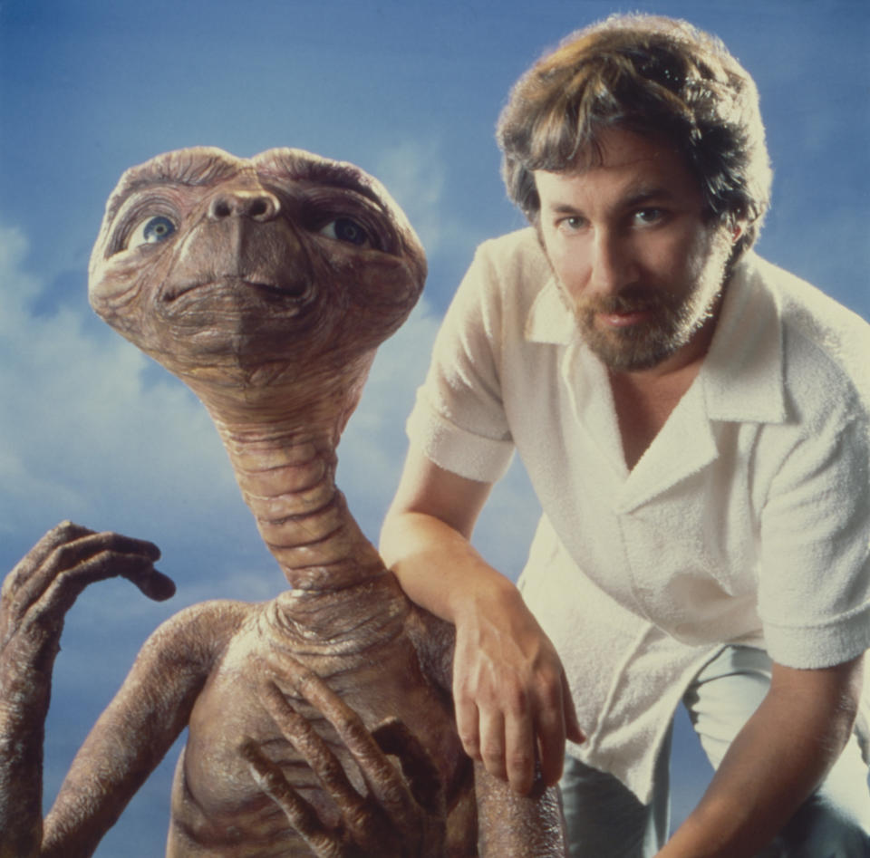 Los Angeles - CIRCA 1982: E.T.: The Extra-Terrestrial and Steven Speilberg poses for a portrait in Los Angeles, California  (Photo by Aaron Rapoport/Corbis/Getty Images)