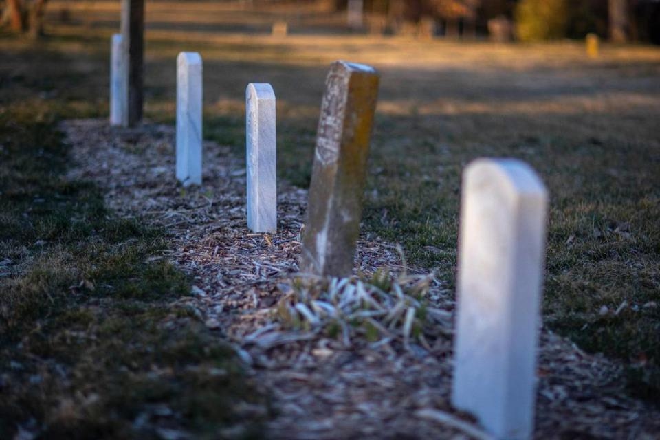 Four new headstones have been placed for veterans at African Cemetery No. 2 in Lexington, Ky., Yvonne Giles uses old military records to apply for headstones for veterans whose headstones have gone missing over the years.Sunday, Feb. 20, 2022