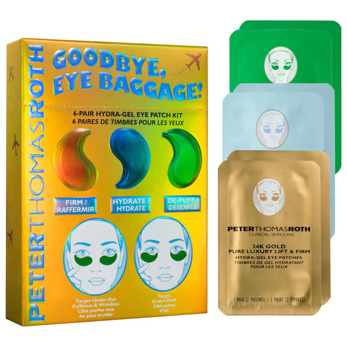 Peter Thomas Roth Goodbye, Eye Baggage! 6-Pair Hydra-Gel Eye Patch Kit. Image via Sephora.