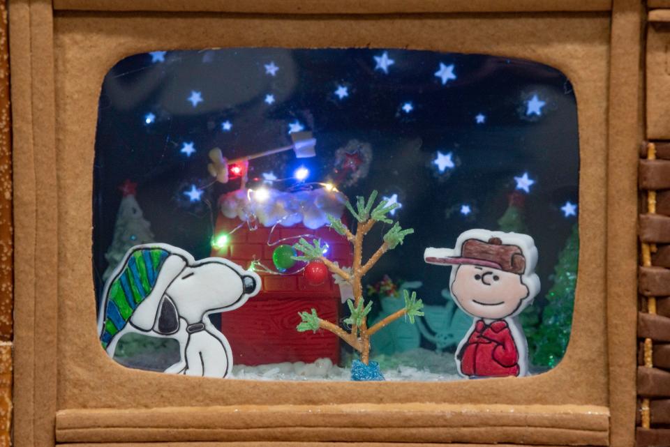 Pueblo Parks and Recreation won the city's inter-departmental gingerbread house contest with A Charlie Brown Christmas television theme.