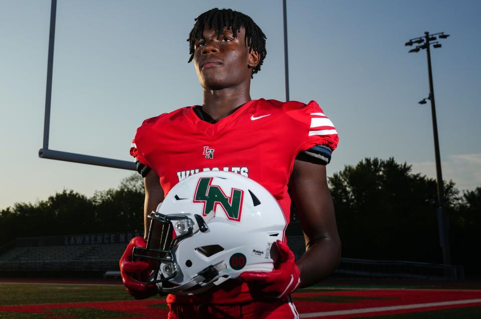 Lawrence North's Dantu Gardner poses for a photo Thursday, August 3, 2023, at Lawrence North High School in Indianapolis.  