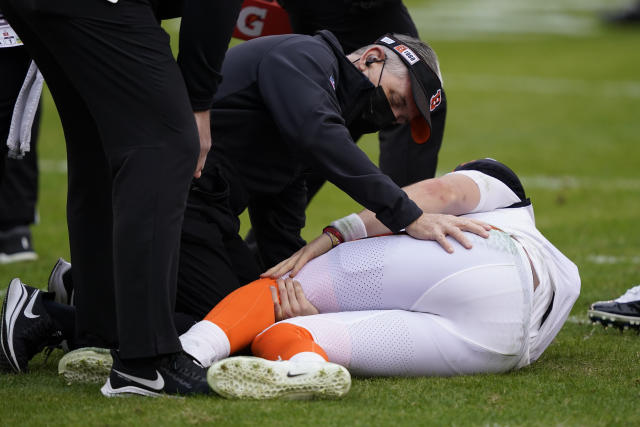 See ya next year': No1 pick Joe Burrow carted off in Bengals loss