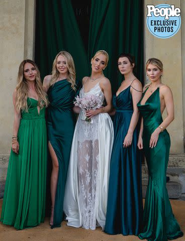 <p>TALI PHOTOGRAPHY</p> Karen Shiboleth with attendees at her Florence, Italy wedding on July 3.