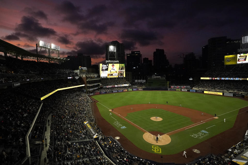 The Pittsburgh Pirates play against the San Diego Padres during the fifth inning of a baseball game Friday, May 27, 2022, in San Diego. (AP Photo/Gregory Bull)