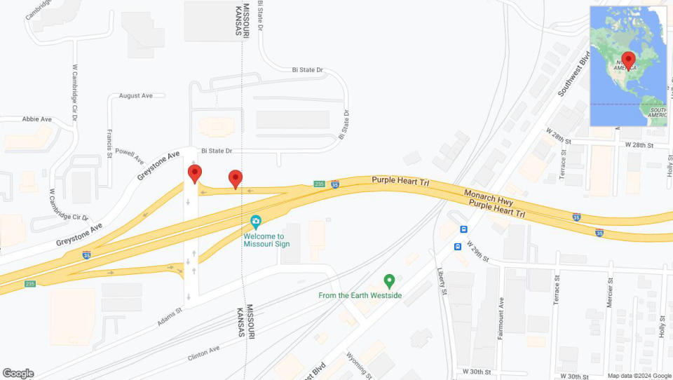 A detailed map that shows the affected road due to 'East Cambridge Circle Drive Richtung I-35 South' on January 8th at 4:02 p.m.