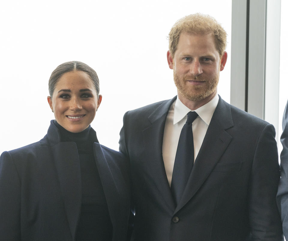 The Duke and Duchess of Sussex, Prince Harry and Meghan visit One World Observatory on 102nd floor of Freedom Tower of World Trade Center. (Photo by Lev Radin/Pacific Press/LightRocket via Getty Images)
