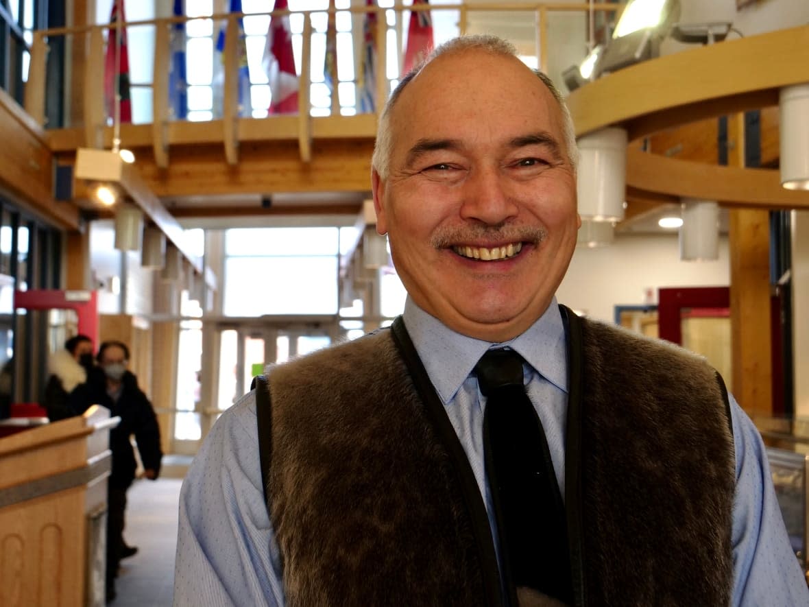 Joe Savikataaq, the MLA for Arviat South, pictured at the Nunavut Leadership Forum on Nov. 17. While he had put his name forward, his colleagues instead elected P.J. Akeeagok by secret ballot.  (Matisse Harvey/Radio-Canada - image credit)