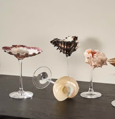 Handmade seashell cocktail glasses