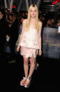 Elle Fanning dressed in all Prada, including high platform shoes. <br><br>Elle Fanning arrives at "The Twilight Saga: Breaking Dawn - Part 2" Los Angeles premiere at Nokia Theatre L.A. Live on November 12, 2012 in Los Angeles, California. (Photo by Steve Granitz/WireImage)