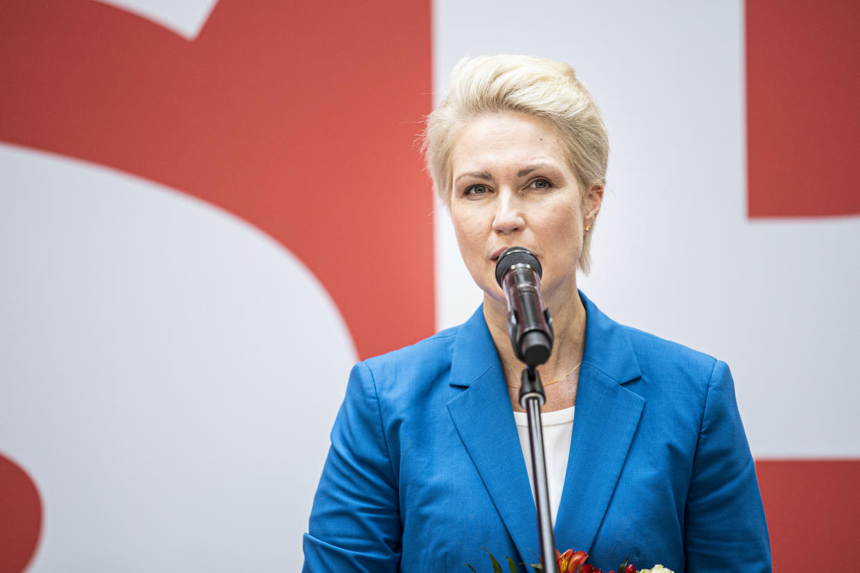 BERLIN, GERMANY - SEPTEMBER 27: Manuela Schwesig, SPD, prime minister of the German state of Mecklenburg-Western Pomerania, is pictured during a statement the day after the federal election and the elections in Mecklenburg-Vorpommern and the state of Berlin on September 27, 2021 in Berlin, Germany. The Social Democratic Party of Germany got the most votes in front of the Christian Democratic Union of Germany with lead candidate Armin Laschet (not pictured). (Photo by Florian Gaertner/Photothek via Getty Images)