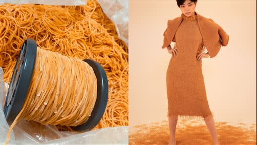 坂本理惠發揮巧思用了橡皮筋做衣服。（圖／翻攝自推特@sakamoto_entame）