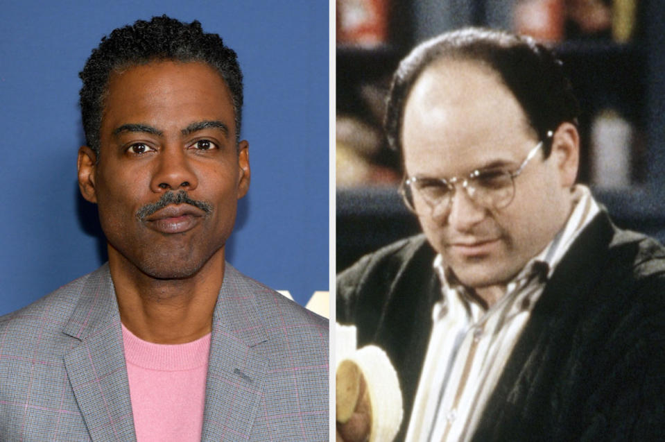 A closeup of Chris Rock; Jason Alexander as George Costanza