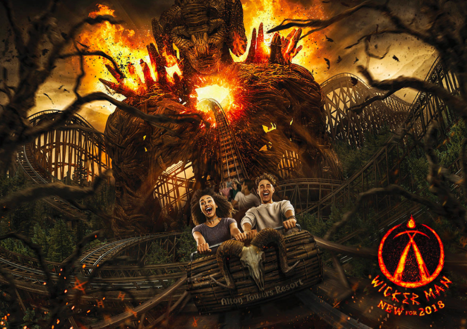 <em>The Wicker Man ride is the first wooden rollercoaster to be built in the UK for 21 years (PA)</em>